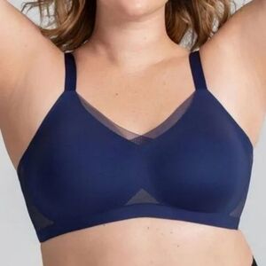Honeylove CrossOver Navy Blue Tan Unlined Padded Mesh Trim Bra Women's Size 2X